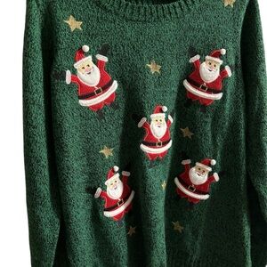 Vintage Christmas Santa Embroidered Sweater Size L